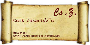 Csik Zakariás névjegykártya